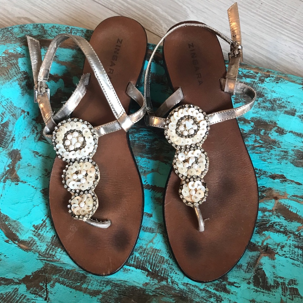 ZINGARA beaded and rhinestone sandals